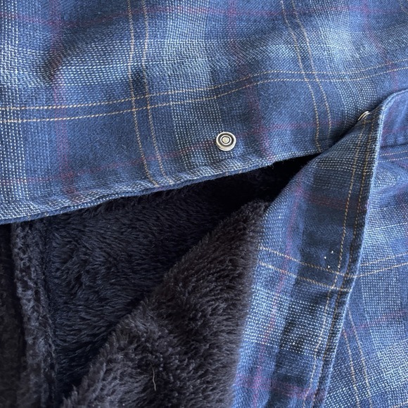Stillwater Supply Co Sherpa Lined Flannel Shirt Jacket‎ XL Blue Plaid Snap Front - Picture 12 of 12